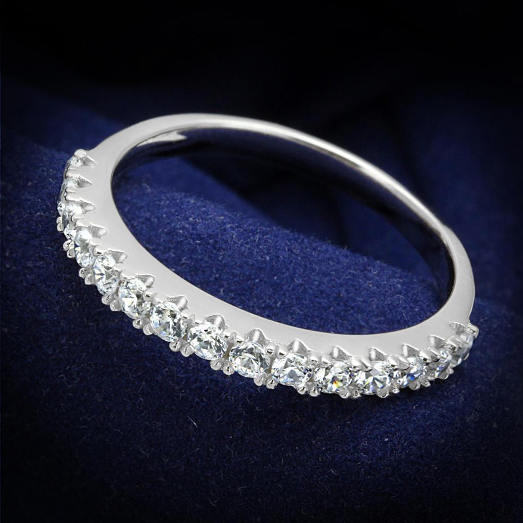 MATS534 - Rhodium 925 Sterling Silver Ring with AAA Grade CZ in Clear