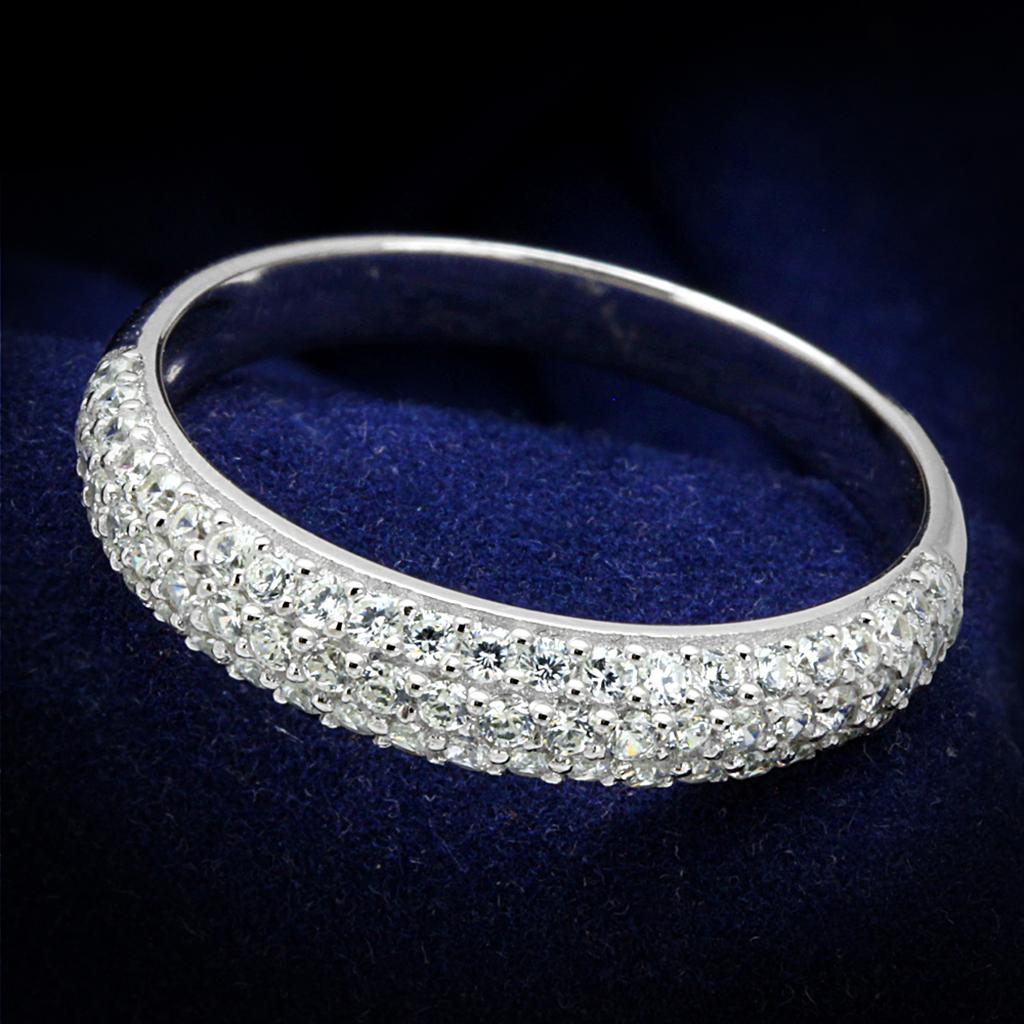 MATS535 - Rhodium 925 Sterling Silver Ring with AAA Grade CZ in Clear
