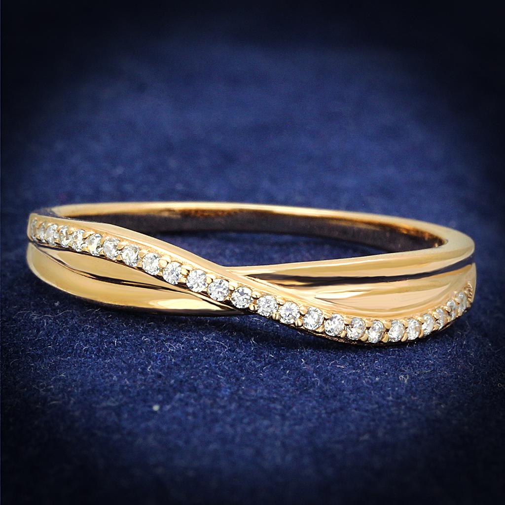 MATS591 - Rose Gold 925 Sterling Silver Ring with AAA Grade CZ in Clear