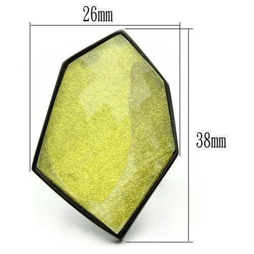 MAVL001 - IP Black(Ion Plating) Brass Ring with Synthetic Synthetic Stone in Apple Green color