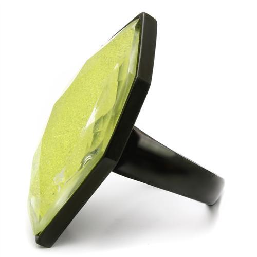 MAVL001 - IP Black(Ion Plating) Brass Ring with Synthetic Synthetic Stone in Apple Green color