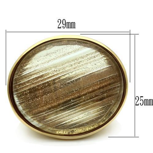 MAVL002 - IP Gold(Ion Plating) Brass Ring with Synthetic Synthetic Rutile in Topaz