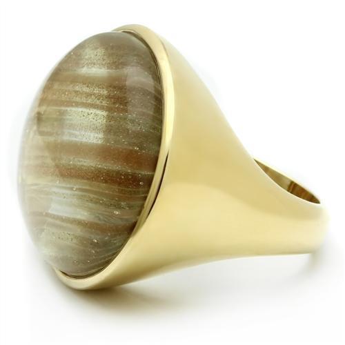 MAVL002 - IP Gold(Ion Plating) Brass Ring with Synthetic Synthetic Rutile in Topaz