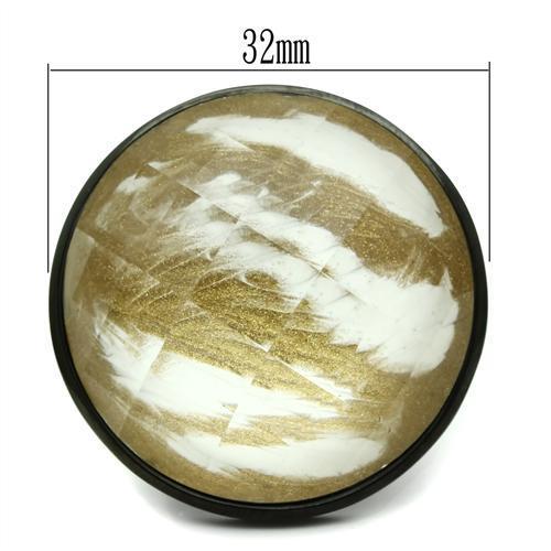 MAVL004 - IP Black(Ion Plating) Brass Ring with Synthetic Synthetic Stone in Brown