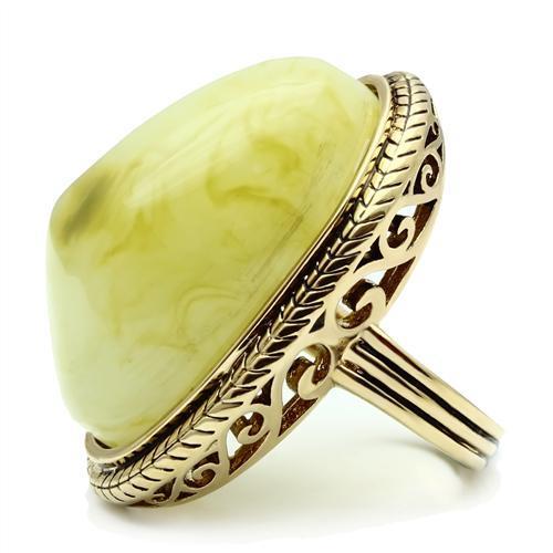 MAVL005 - IP Gold(Ion Plating) Brass Ring with Synthetic Synthetic Stone in Apple Green color