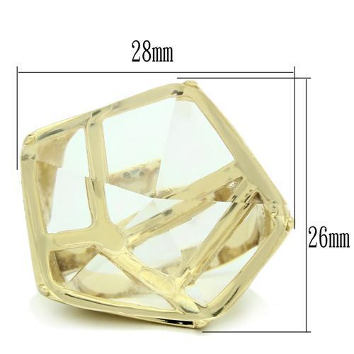 MAVL007 - Gold Brass Ring with Synthetic Synthetic Stone in Clear