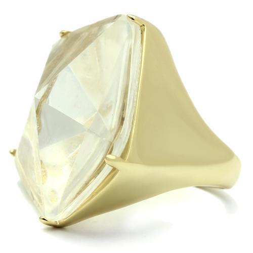 MAVL007 - Gold Brass Ring with Synthetic Synthetic Stone in Clear