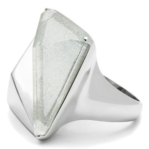 MAVL009 - Rhodium Brass Ring with Synthetic Synthetic Stone in Aurora Borealis (Rainbow Effect)