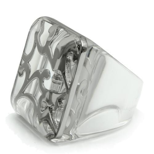 MAVL012 - Rhodium Brass Ring with Synthetic Synthetic Stone in Clear