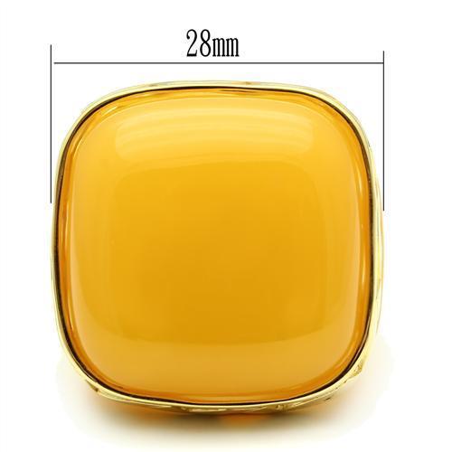 MAVL014 - IP Gold(Ion Plating) Brass Ring with Synthetic Synthetic Stone in Topaz