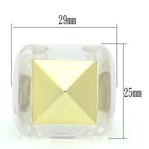 MAVL015 - Gold Brass Ring with Synthetic Synthetic Stone in Clear