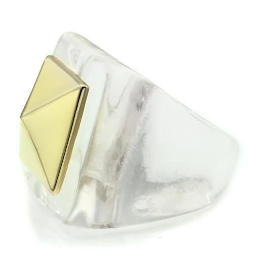 MAVL015 - Gold Brass Ring with Synthetic Synthetic Stone in Clear