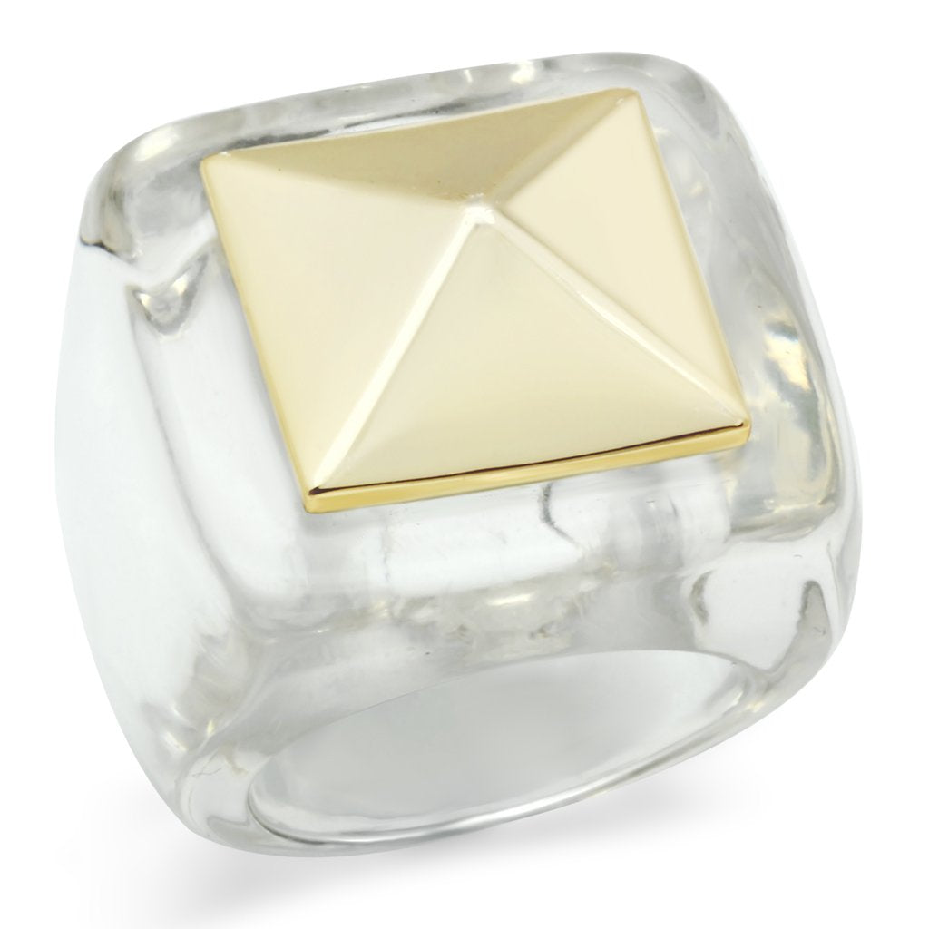 MAVL015 - Gold Brass Ring with Synthetic Synthetic Stone in Clear