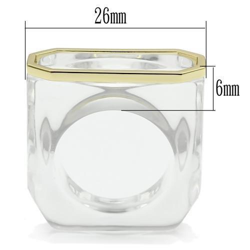 MAVL016 - Gold Brass Ring with Synthetic Synthetic Stone in Clear