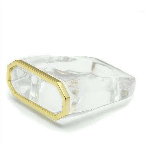 MAVL016 - Gold Brass Ring with Synthetic Synthetic Stone in Clear