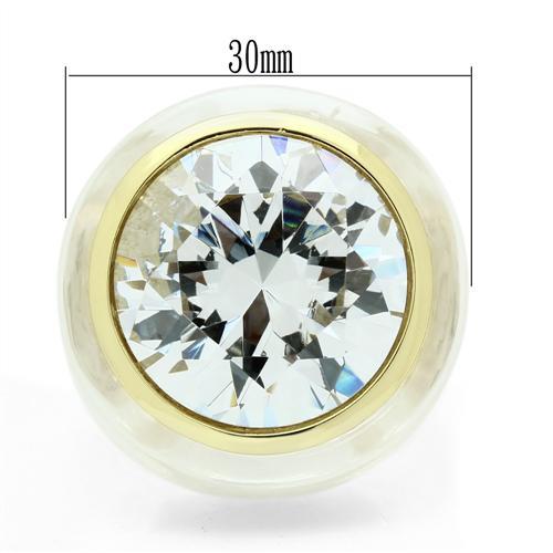 MAVL018 - Gold Brass Ring with AAA Grade CZ in Clear