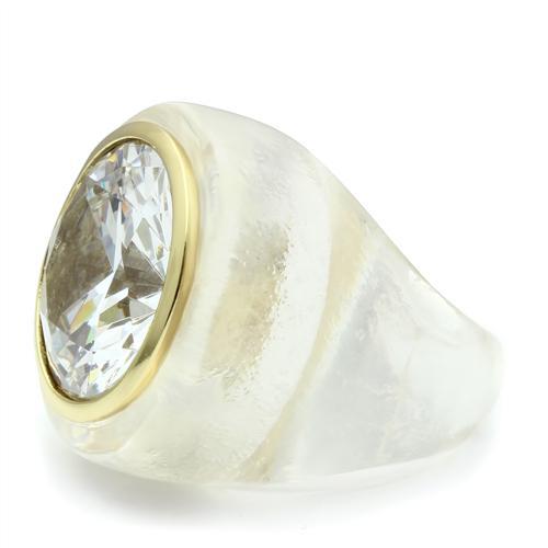 MAVL018 - Gold Brass Ring with AAA Grade CZ in Clear