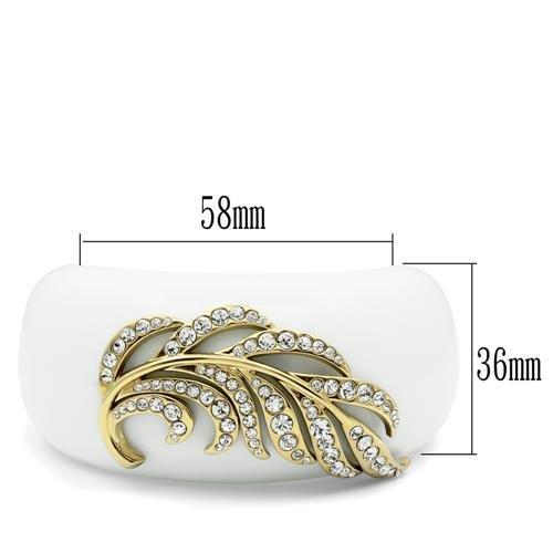 MAVL028 - IP Gold(Ion Plating) Brass Bangle with Synthetic Synthetic Stone in White
