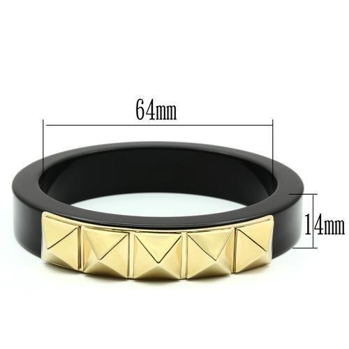 MAVL030 - IP Gold(Ion Plating) Brass Bangle with Synthetic Synthetic Stone in Jet