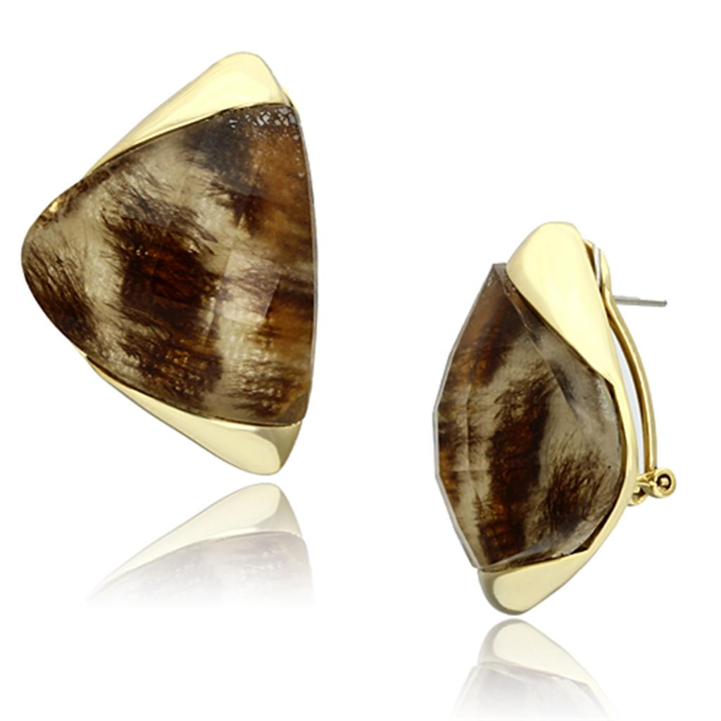 MAVL077 - IP Gold(Ion Plating) Brass Earrings with Synthetic Synthetic Stone in Animal pattern