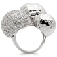MA0W121 - Rhodium Brass Ring with AAA Grade CZ  in Clear