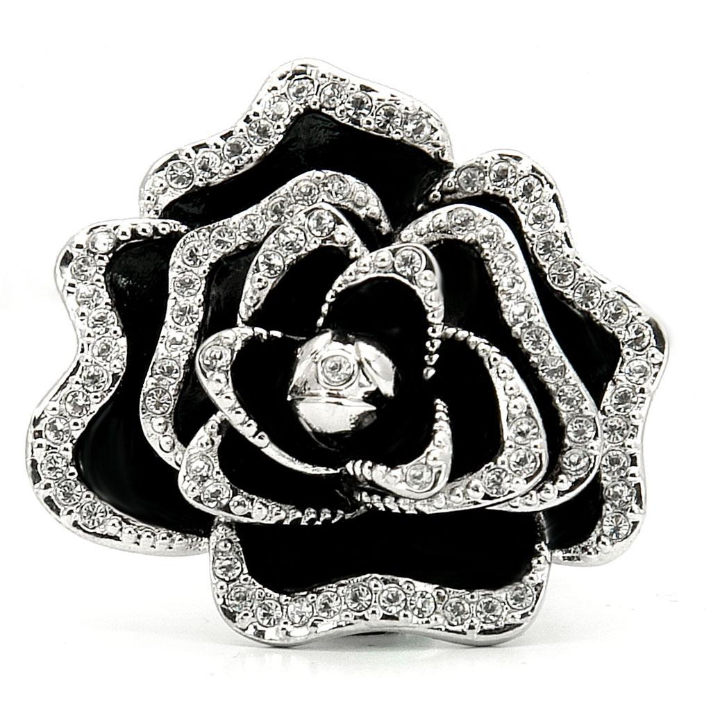MA0W252 - Rhodium Brass Ring with Top Grade Crystal  in Clear