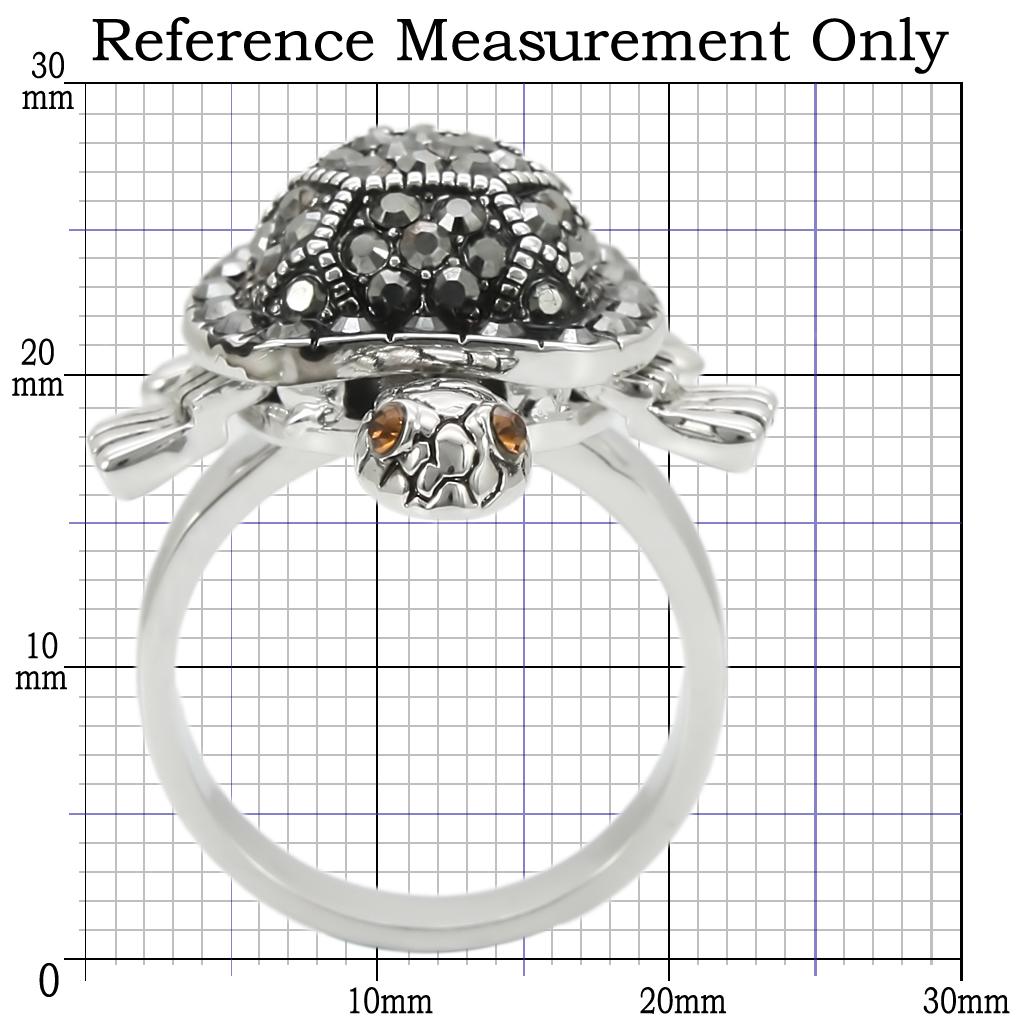 MA0W285 - Rhodium Brass Ring with Top Grade Crystal  in Multi Color