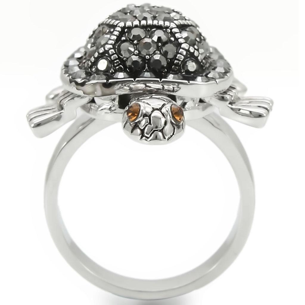 MA0W285 - Rhodium Brass Ring with Top Grade Crystal  in Multi Color