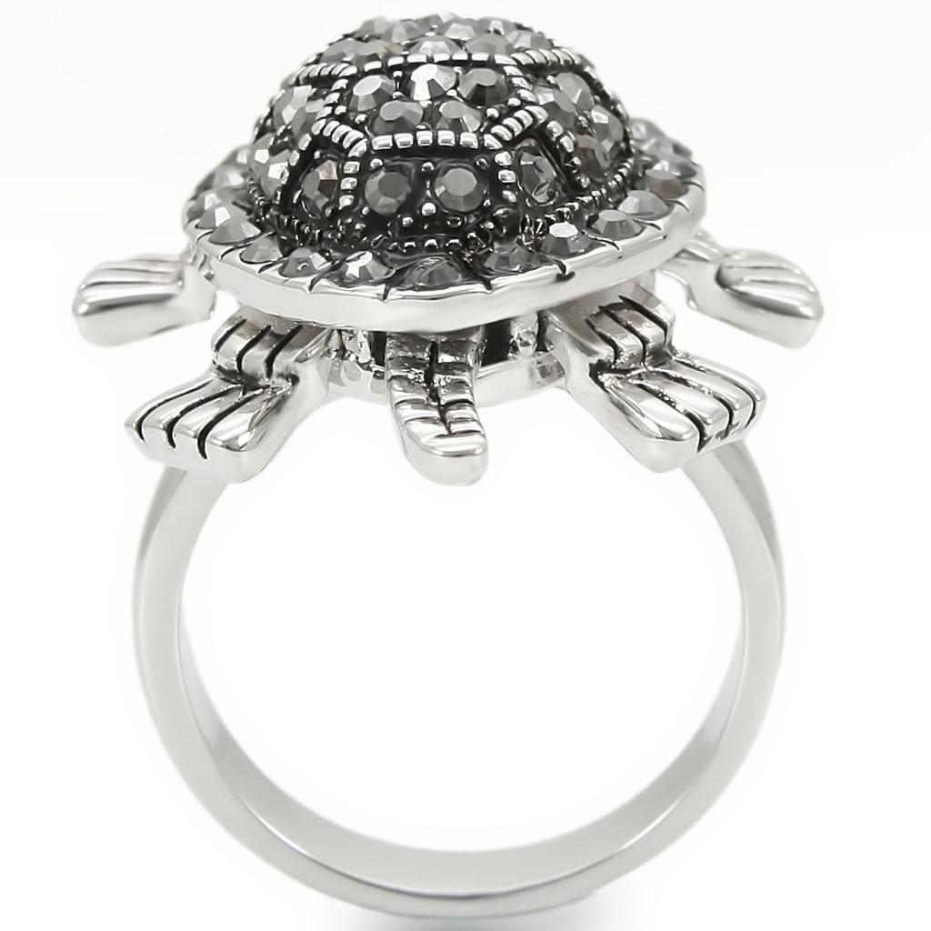 MA0W285 - Rhodium Brass Ring with Top Grade Crystal  in Multi Color