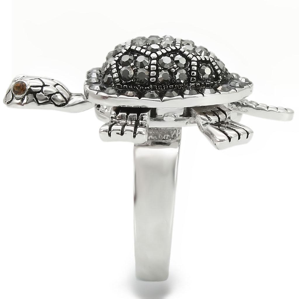 MA0W285 - Rhodium Brass Ring with Top Grade Crystal  in Multi Color