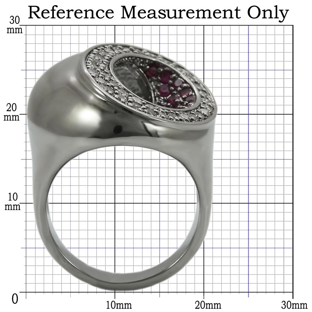 MA0W304 - Ruthenium Brass Ring with Synthetic Garnet in Ruby