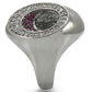 MA0W304 - Ruthenium Brass Ring with Synthetic Garnet in Ruby