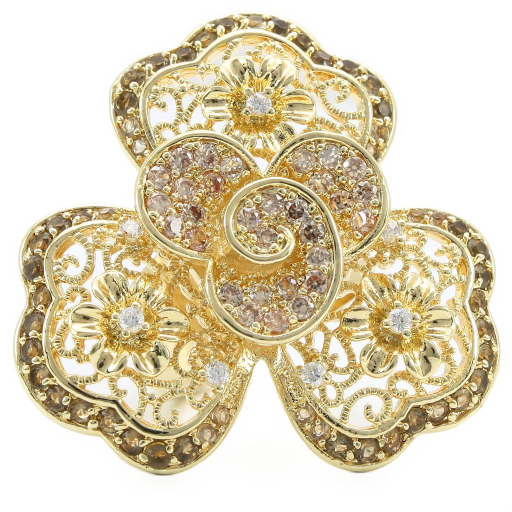 MA0W312 - Gold Brass Ring with AAA Grade CZ  in Multi Color