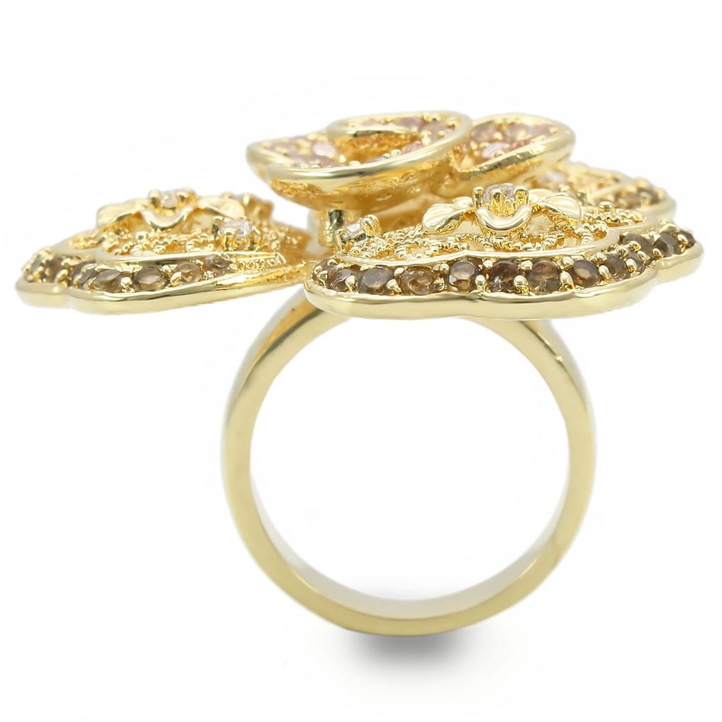 MA0W312 - Gold Brass Ring with AAA Grade CZ  in Multi Color