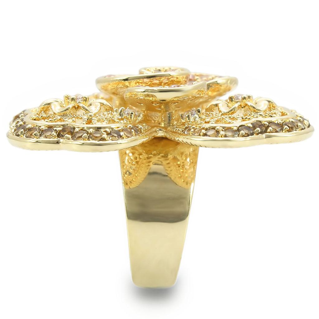 MA0W312 - Gold Brass Ring with AAA Grade CZ  in Multi Color