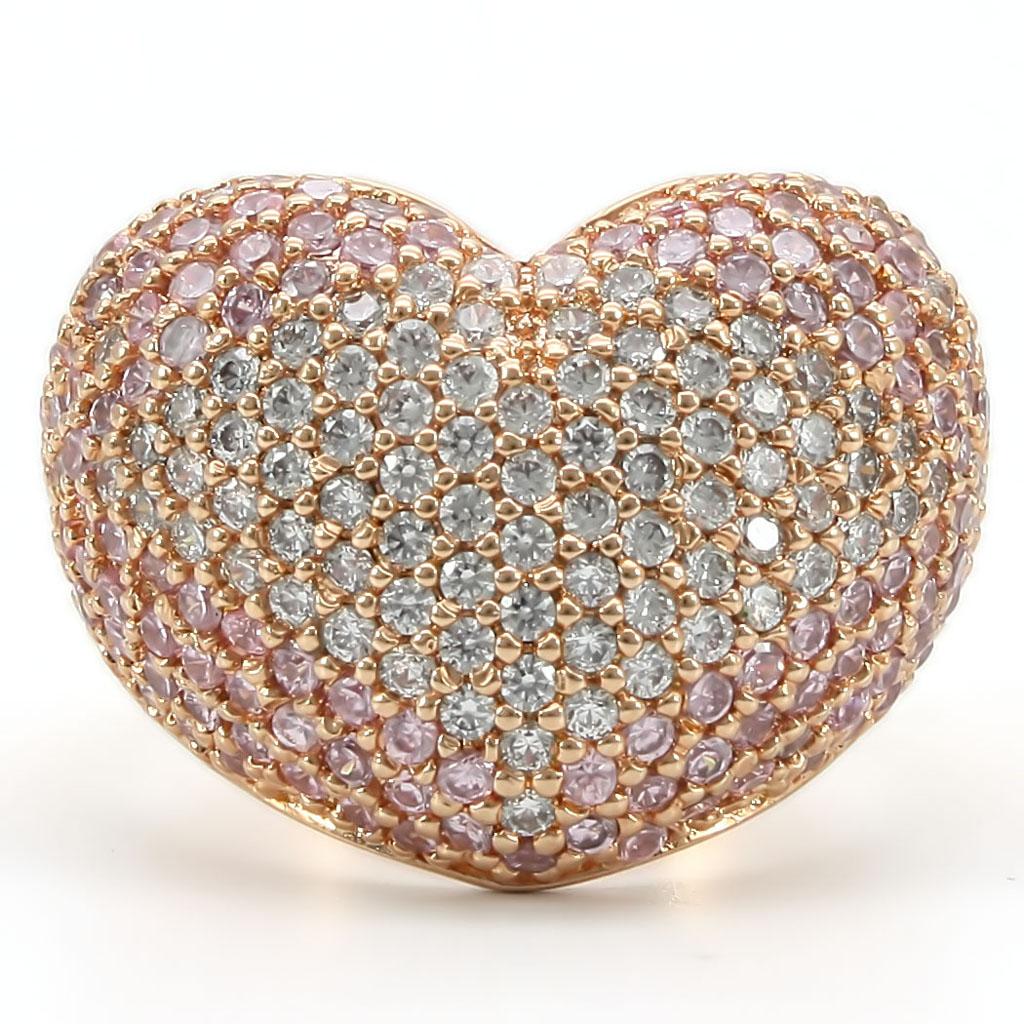 MA0W319 - Rose Gold Brass Ring with AAA Grade CZ  in Rose