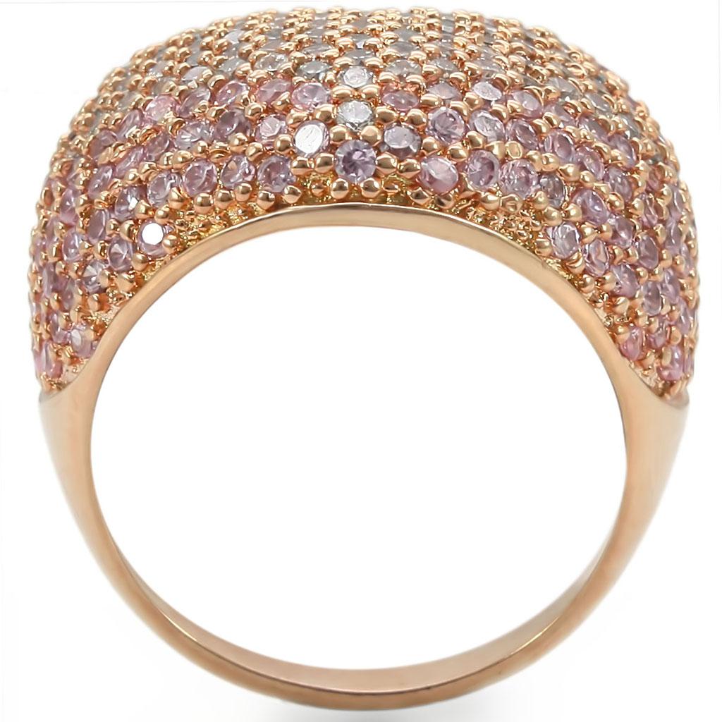 MA0W319 - Rose Gold Brass Ring with AAA Grade CZ  in Rose