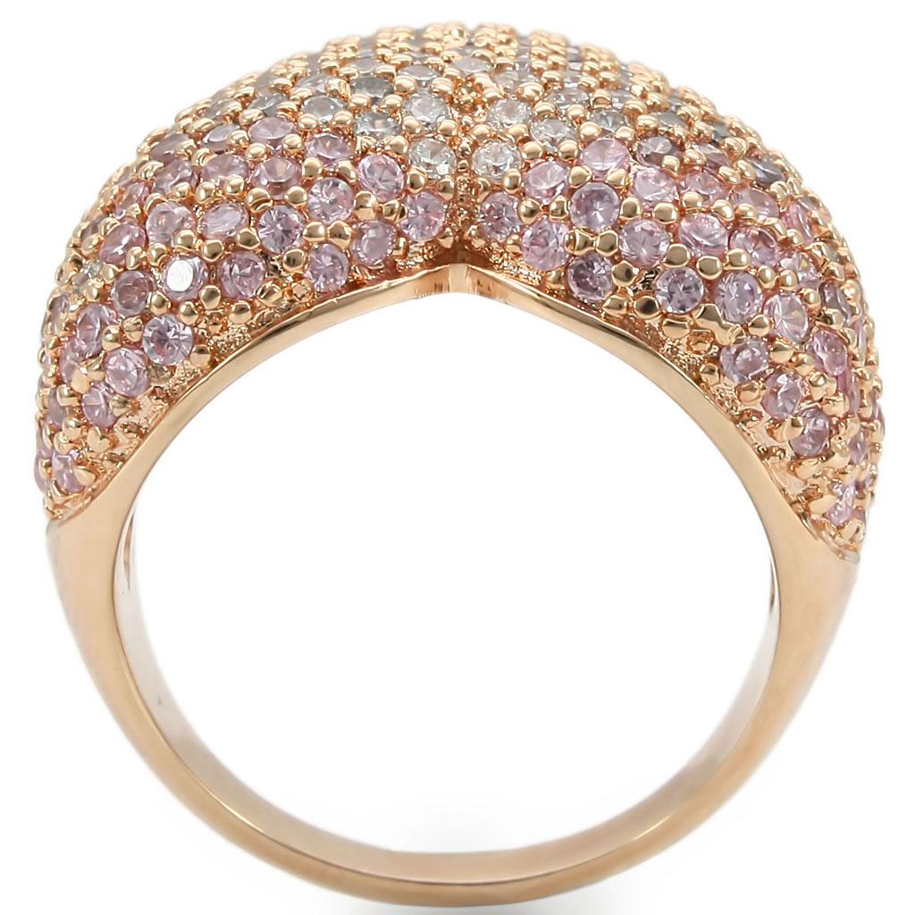 MA0W319 - Rose Gold Brass Ring with AAA Grade CZ  in Rose