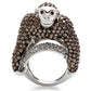MA0W001 - Rhodium + Ruthenium Brass Ring with AAA Grade CZ  in Champagne