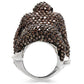 MA0W001 - Rhodium + Ruthenium Brass Ring with AAA Grade CZ  in Champagne