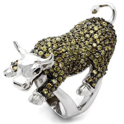 MA0W004 - Rhodium + Ruthenium Brass Ring with AAA Grade CZ  in Multi Color