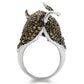 MA0W004 - Rhodium + Ruthenium Brass Ring with AAA Grade CZ  in Multi Color