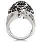 MA0W005 - Rhodium + Ruthenium Brass Ring with AAA Grade CZ  in Jet