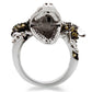 MA0W007 - Rhodium + Ruthenium Brass Ring with AAA Grade CZ  in Multi Color