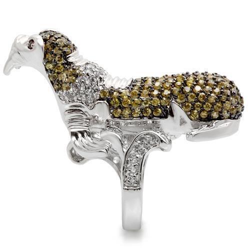 MA0W008 - Rhodium + Ruthenium Brass Ring with AAA Grade CZ  in Multi Color
