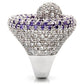 MA0W018 - Rhodium Brass Ring with AAA Grade CZ  in Tanzanite