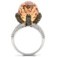 MA0W021 - Rhodium + Ruthenium Brass Ring with AAA Grade CZ  in Champagne