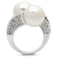 MA0W025 - Rhodium Brass Ring with AAA Grade CZ  in Clear