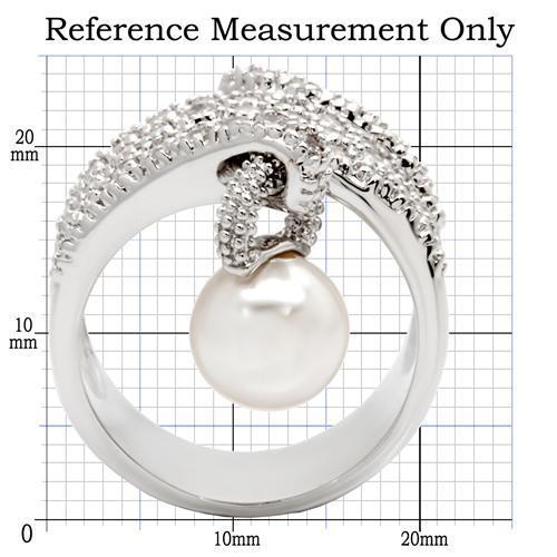 MA0W031 - Rhodium Brass Ring with AAA Grade CZ  in Clear