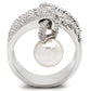 MA0W031 - Rhodium Brass Ring with AAA Grade CZ  in Clear